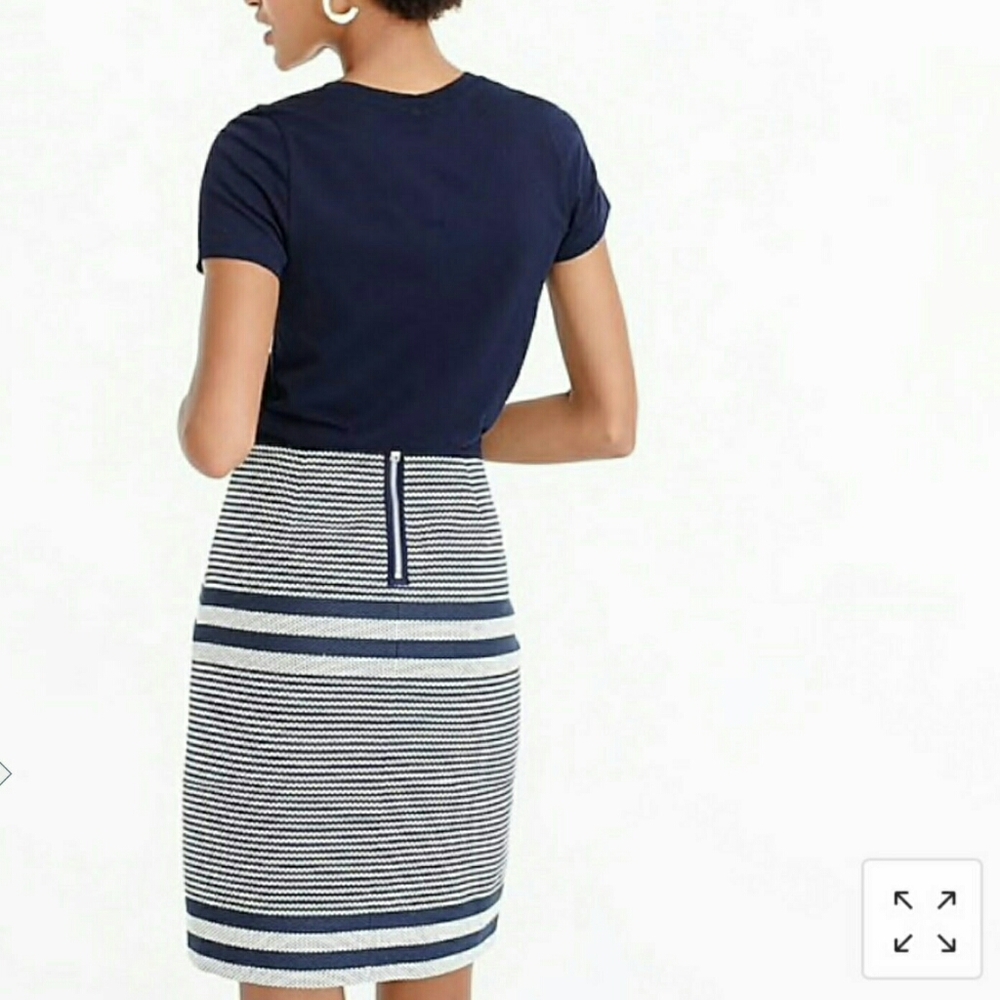 J. Crew Navy / White Stripe A-line Tweed Skirt - Picture 3 of 10
